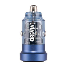 Автомобільний зарядний пристрій Brevia ePower DualCharge 45W 1xUSB-C+1xUSB-A, transparent blue
