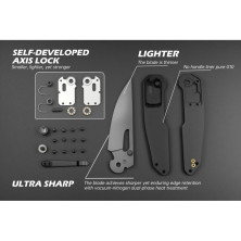 Ніж Hightron Sharplyn, 14C28N, G10 + CF, чорний, чорний клинок