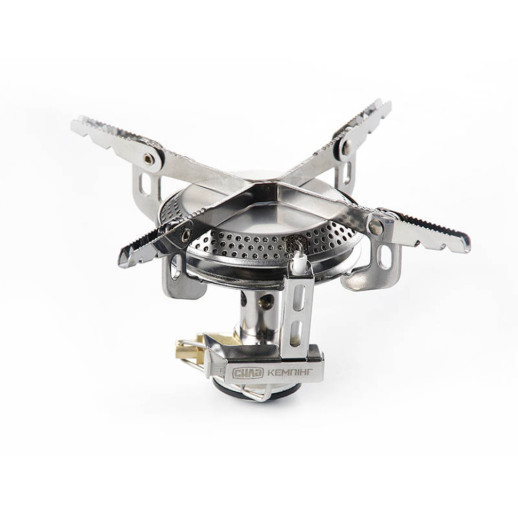 Пальник портативний газовий для кемпінгу СИЛА Конфорка з п'єзопідпалювачем 75х75х75 мм