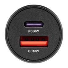 Автомобільний зарядний пристрій Brevia ePower DualCharge 48W 1xUSB-C+1xUSB-A, black
