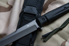 Ніж Kizlyar Supreme Alpha сірий титан, сталь AUS8, чорні піхви