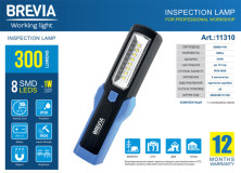 Ліхтар інспекційний Brevia LED 8SMD+1W LED 300lm, 3xAA