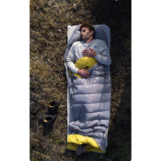 Спальник з натуральним пухом Naturehike CW700 CNK2450WS048, p-р L, жовто-сірий