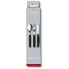 Набір кухонний Victorinox SwissClassic Table Set 3шт з чорн. ручкою (складний ніж, вилка, ложка) (відкрита/ пошкоджена упаковка)
