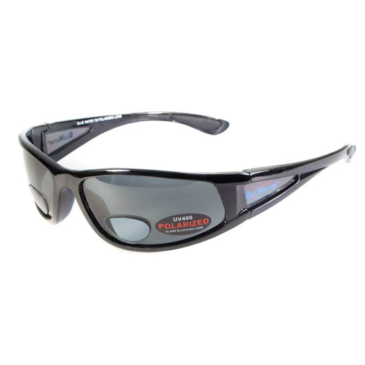 Окуляри BluWater Bifocal - 3 (+3.0) Polarized (gray) чорна біфокальна лінза з діоптріями