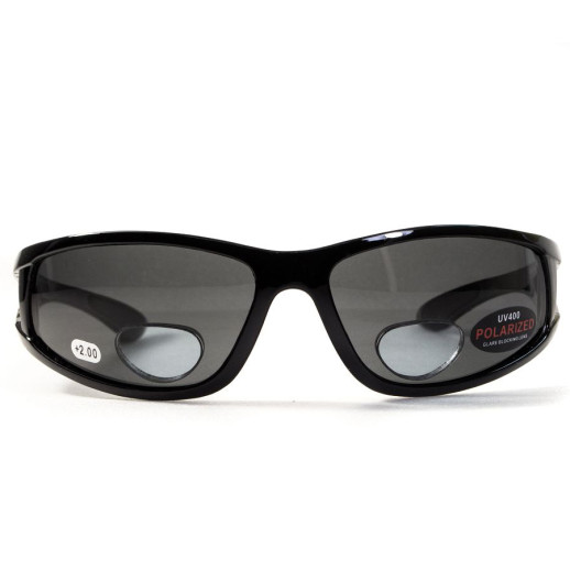 Окуляри BluWater Bifocal - 3 (+3.0) Polarized (gray) чорна біфокальна лінза з діоптріями