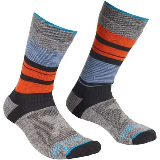 Шкарпетки чоловічі Ortovox ALL MOUNTAIN MID SOCKS WARM M multicolour - 42-44 - сірий/оранжевий