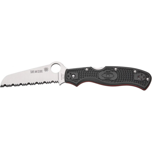 Ніж Spyderco Rescue 3, Thin Red Line, серрейтор black