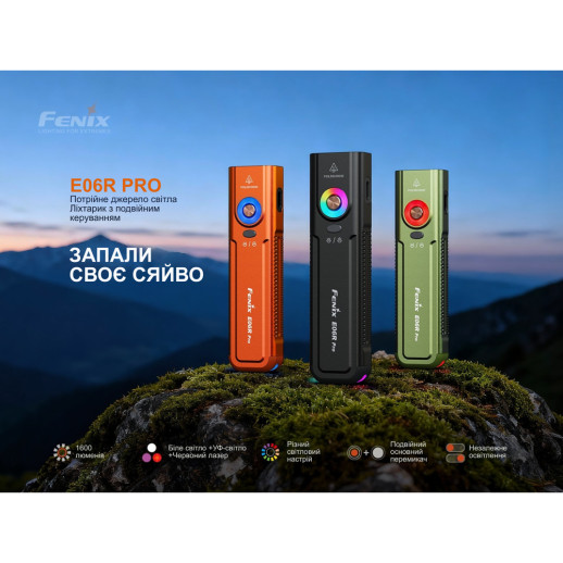 Ліхтар наключний Fenix E06R PRO, помаранчевий