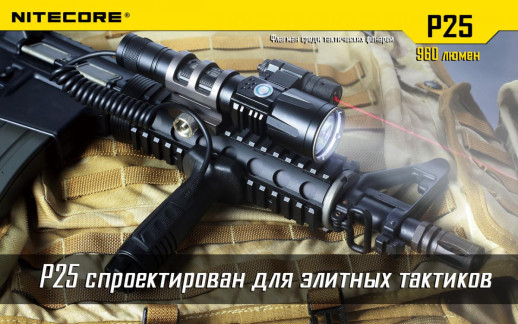 Кишеньковий ліхтар Nitecore P25 SMILODON, 960 люмен, чорний