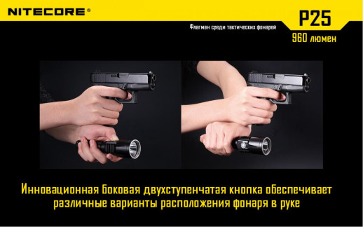 Кишеньковий ліхтар Nitecore P25 SMILODON, 960 люмен, чорний