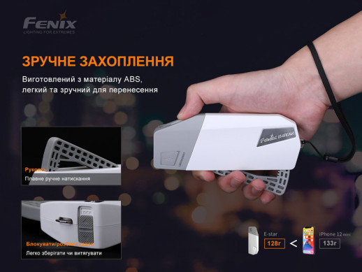 Ліхтар ручний з автономним живленням Fenix E-STAR (відновлений/ відкрита упаковка)