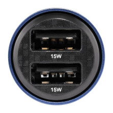 Автомобільний зарядний пристрій Brevia ePower DualDrive 15W 2xUSB-A, transparent blue