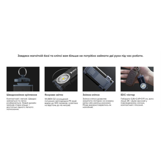 Ліхтар Wuben G2, чорний