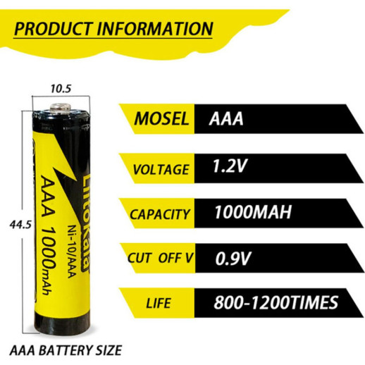 Акумулятор LiitoKala Ni-10/AAA 1.2V AAA 1000mAh battery
