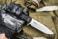 Ніж Kizlyar Supreme Sturm сатин, сталь AUS8, чорна рукоять