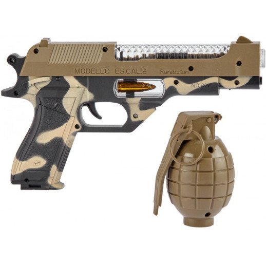 Світлозвуковий пістолет ZIPP Toys Desert Eagle в наборі з гранатою камуфляж/коричневий