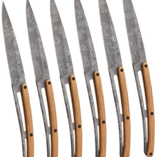 Набір ножів 6 Deejo Steak Knives, titan finish " Toile de Jouy"
