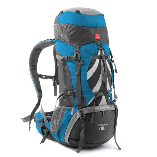 Рюкзак туристичний Naturehike NH70B070-B, 70 л + 5 л, блакитно-сірий