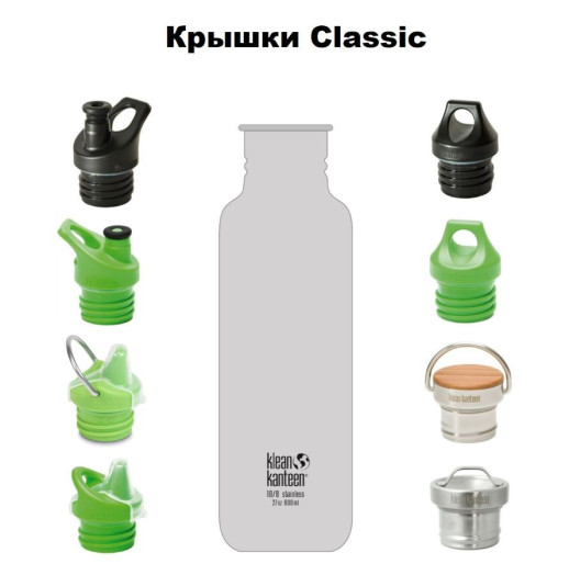 Пляшка для води Klean Kanteen Classic Loop Cap 1182 мл-Срібна