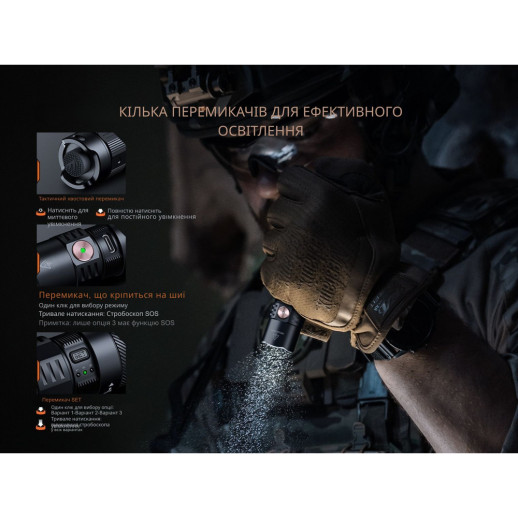 Ліхтар тактичний ручний Fenix PD35R ACE LED 2000 лм + наключний ліхтар CL01 (чорний) | Лімітована серія