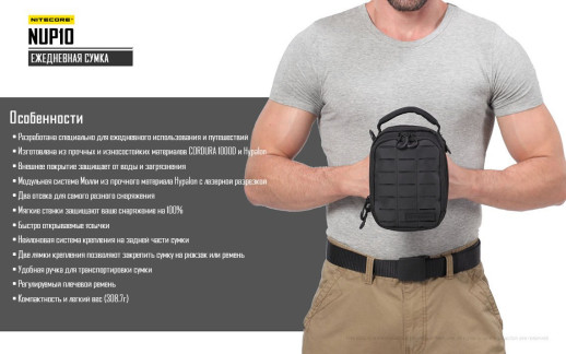 Сумка EDC, тактична Nitecore NUP10 (Cordura 1000D), сірий