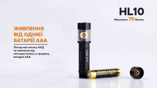 Налобний ліхтар Fenix HL10, чорний