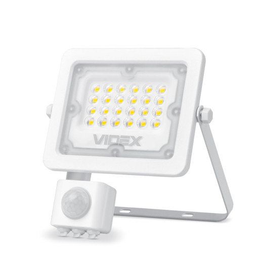 Прожектор VIDEX 10W 5000K з датчиком руху та освітлення 220V White (VL-F2e-105W-S)
