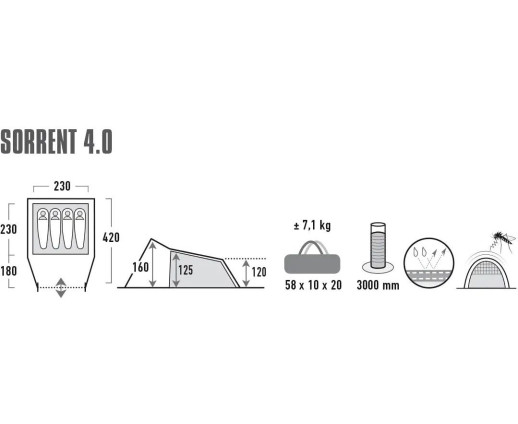Намет High Peak Sorrent 4.0-світло-сіра (10256)