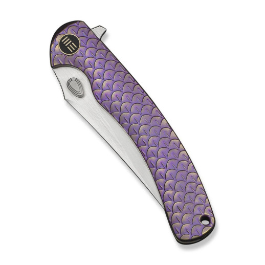 Ніж складаний туристичний Weknife Dracarys, (9.1 см) Böhler M390 / титан 6AL4V фіолетовий/золотий