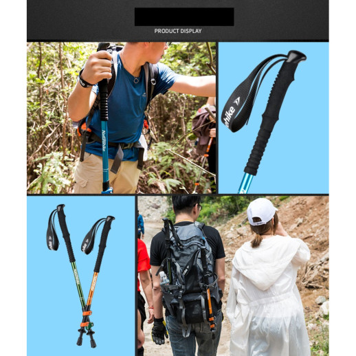 Трекінгова палиця 3-сек. Naturehike Boy 6061 AL NH17D001-Z, 50-100 см, алюміній, блакитна