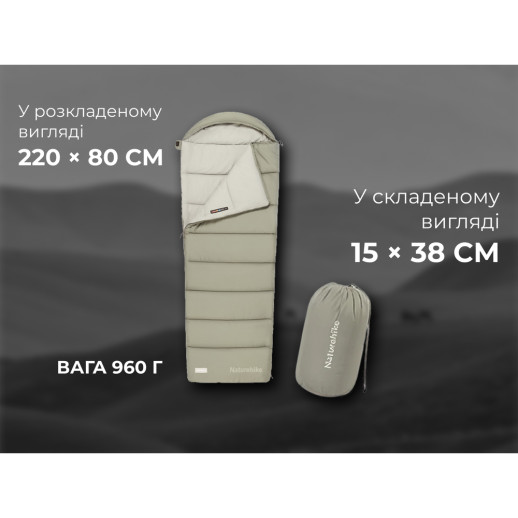 Спальний мішок з капюшоном Naturehike MS100 CNK2350WS023 правий, зелений