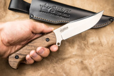 Ніж Kizlyar Supreme Caspian сатин, сталь AUS8, шкіряний чохол