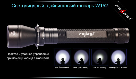 Ліхтар для дайвінгу Ferei W152B CREE XM-L (Без елемента живлення/Сколи на корпусі)