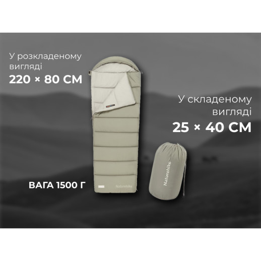 Спальний мішок з капюшоном Naturehike MS300 CNK2350WS023 правий, зелений