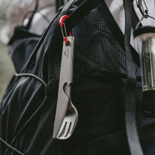 Набір столових приборів (ложка, виделка, ніж) з титану Naturehike CNH22CJ017, сірий з мішечком