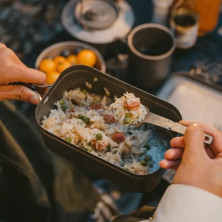 Набір столових приборів (ложка, виделка, ніж) з титану Naturehike CNH22CJ017, сірий з мішечком