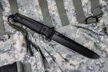 Ніж Kizlyar Supreme Trident кратон чорний, сталь D2, чорні піхви