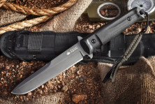 Ніж Kizlyar Supreme Trident кратон чорний, сталь D2, чорні піхви