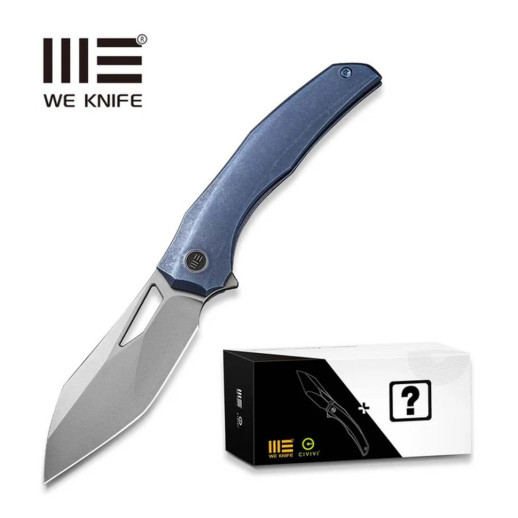 Ніж складаний туристичний Weknife Ignio Mystery Box, (8.39 см) CPM 20CV / 6AL4V Titanium синій