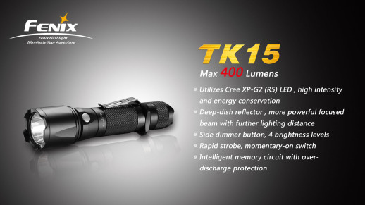 Тактичний ліхтар Fenix TK15 Cree XP-G2 R5 LED, сірий, 450 люмен