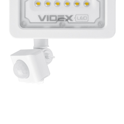 Прожектор VIDEX 20W 5000K з датчиком руху та освітлення 220V White (VL-F2e-205W-S)