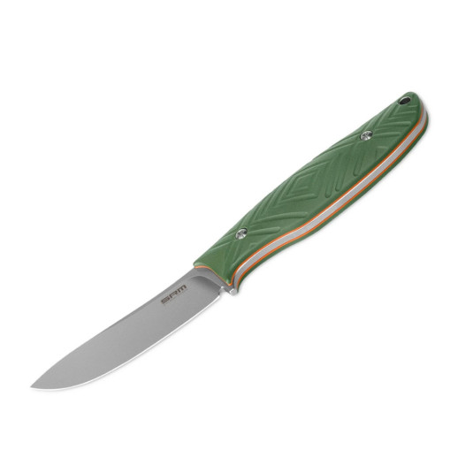 Ніж з чохлом туристичний SRM Fossa 605T-GP, (8.8 см) 14C28N / G10 зелений
