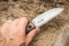 Ніж Kizlyar Supreme Colada сатин, сталь AUS8, шкіряний чохол