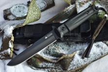 Ніж Kizlyar Supreme Trident кратон чорний, сталь AUS8, чорні піхви