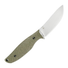 Ніж з чохлом туристичний SRM Fossa 605T-MP, (8.8 см) 14C28N / Micarta зелений