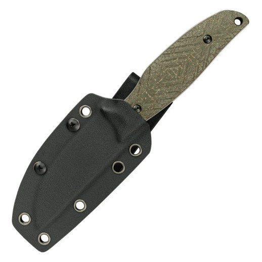 Ніж з чохлом туристичний SRM Fossa 605T-MP, (8.8 см) 14C28N / Micarta зелений