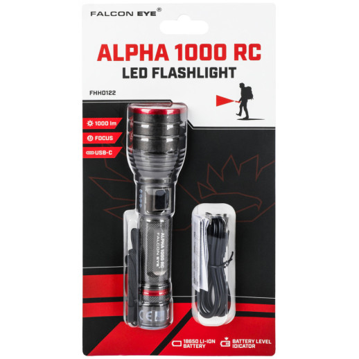 Ліхтар тактичний Falcon Eye Alpha 1000 RC (1000 Lm) Focus Rechargeable Type-C (FHH0122)