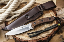 Ніж Kizlyar Supreme Corsair сатин, сталь AUS8, дерево, шкіряний чохол