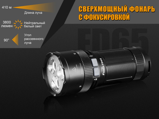 Кишеньковий ліхтар Fenix FD65 Cree XHP35 HI LED, сірий, 3800 лм